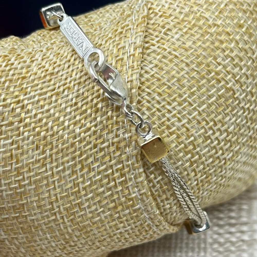 Vintage Napier Triple-Strand Gold & Silver Tone Bracelet – 7.5" - Picture 11 of 16